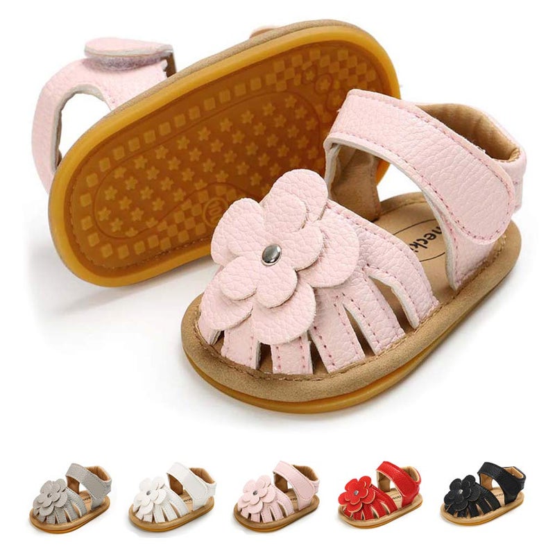 Babelvit Infant Baby Girl Boy Sandals Comfort Premium Summer Outdoor Casual Beach Shoes with Flower Bowknot Anti Slip Rubber Sole Newborn Toddler Prewalker First Walking Shoes - Image 1